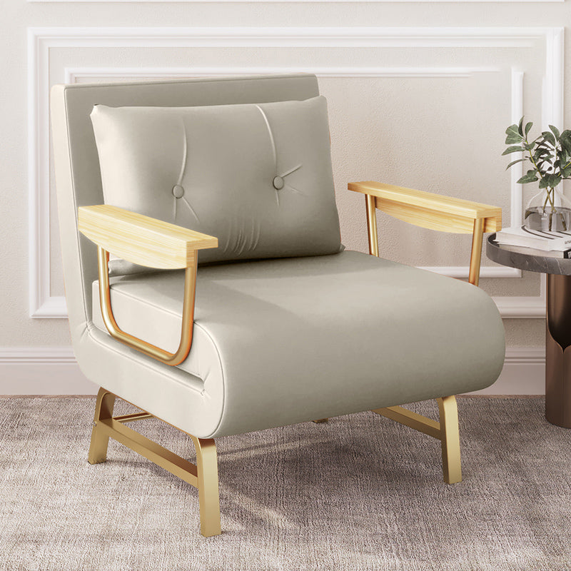 Glam Sofa Bed Bonded Leather Pillow Back Square Arms Sleeper Sofa