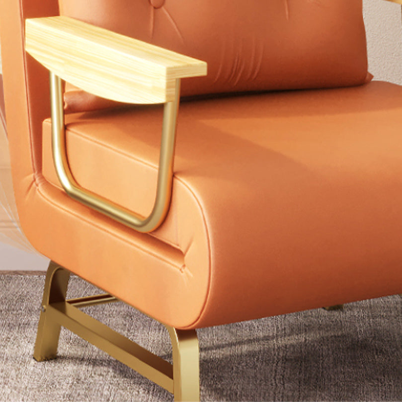 Glam Sofa Bed Bonded Leather Pillow Back Square Arms Sleeper Sofa