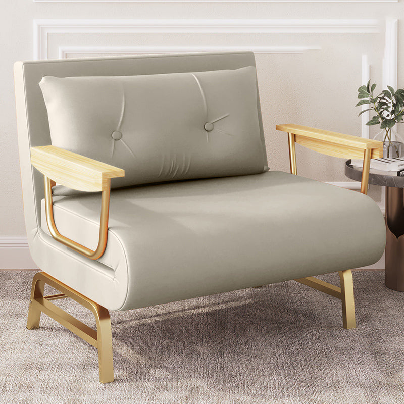 Glam Sofa Bed Bonded Leather Pillow Back Square Arms Sleeper Sofa