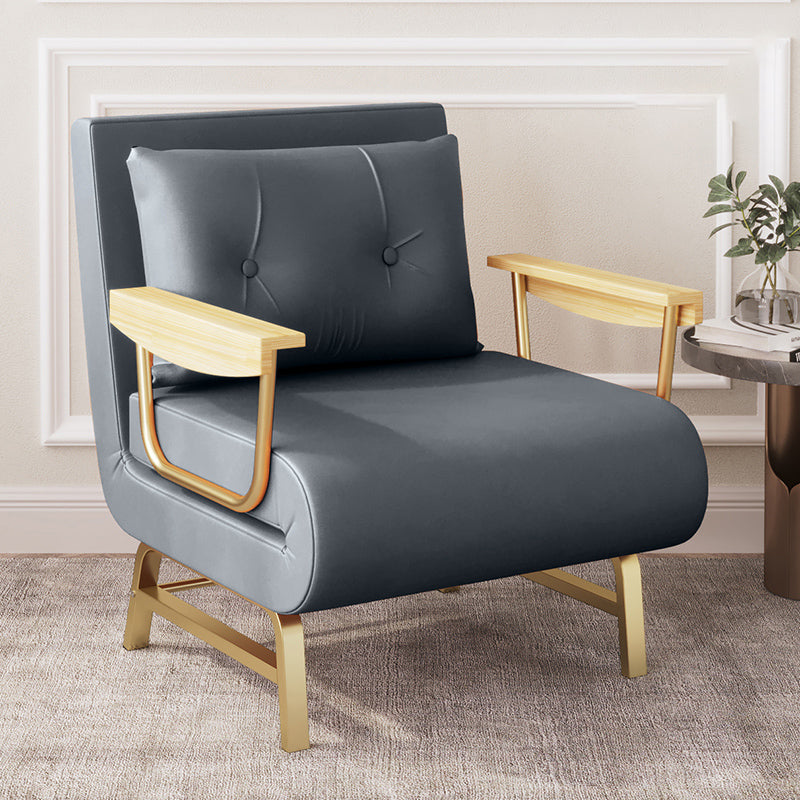 Glam Sofa Bed Bonded Leather Pillow Back Square Arms Sleeper Sofa