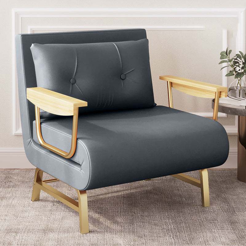 Glam Sofa Bed Bonded Leather Pillow Back Square Arms Sleeper Sofa