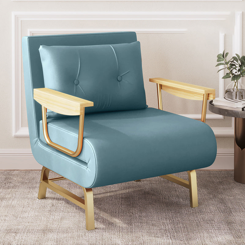 Glam Sofa Bed Bonded Leather Pillow Back Square Arms Sleeper Sofa