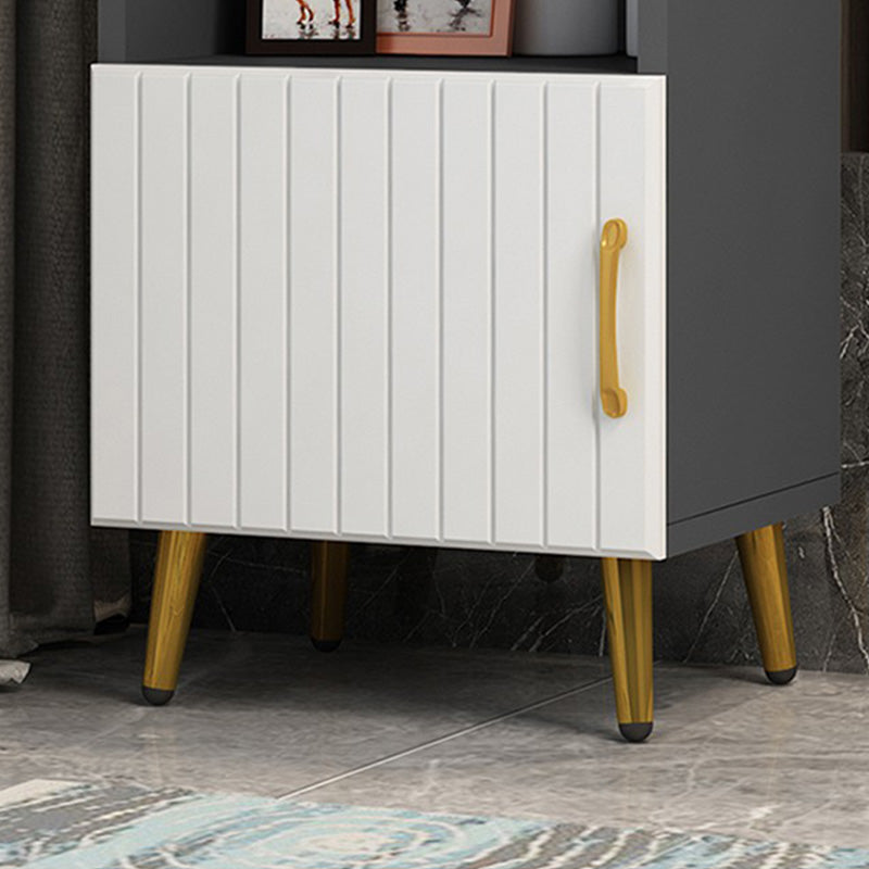 15.7" W Modern Glass Paned Cabinet Shelves Included Side Cabinet with 2 Doors