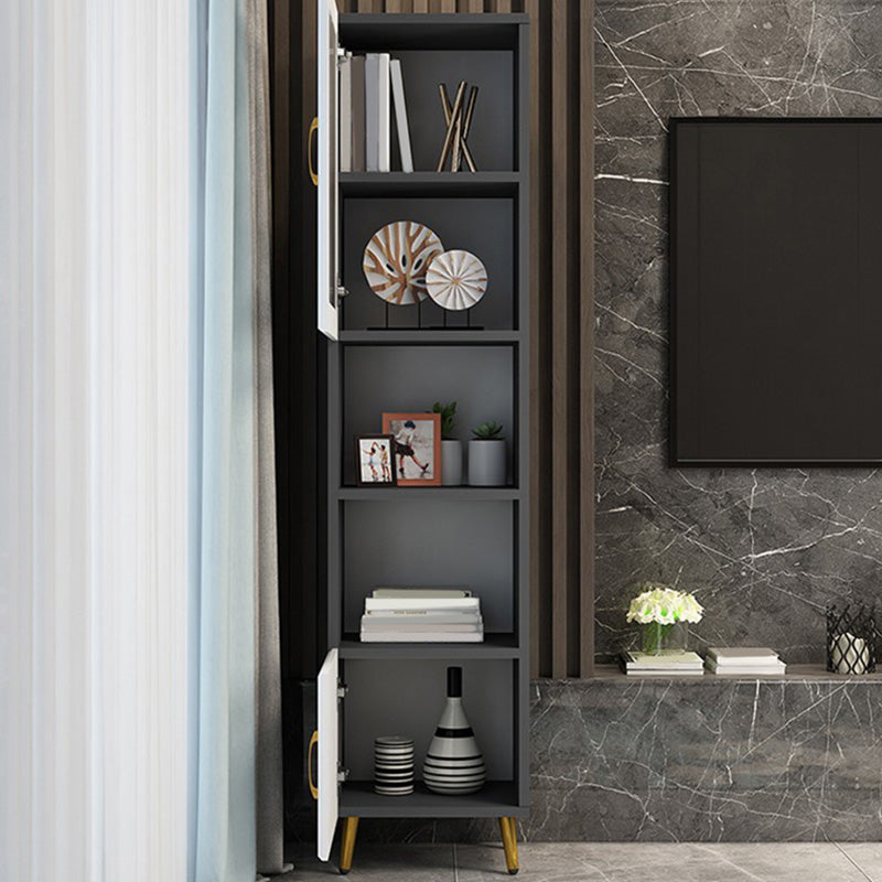 15.7" W Modern Glass Paned Cabinet Shelves Included Side Cabinet with 2 Doors