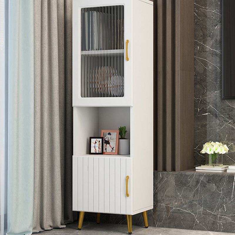 15.7" W Modern Glass Paned Cabinet Shelves Included Side Cabinet with 2 Doors