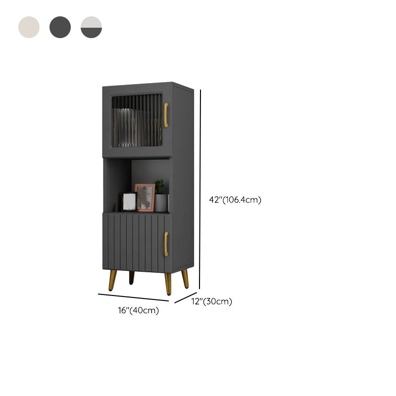 15.7" W Modern Glass Paned Cabinet Shelves Included Side Cabinet with 2 Doors