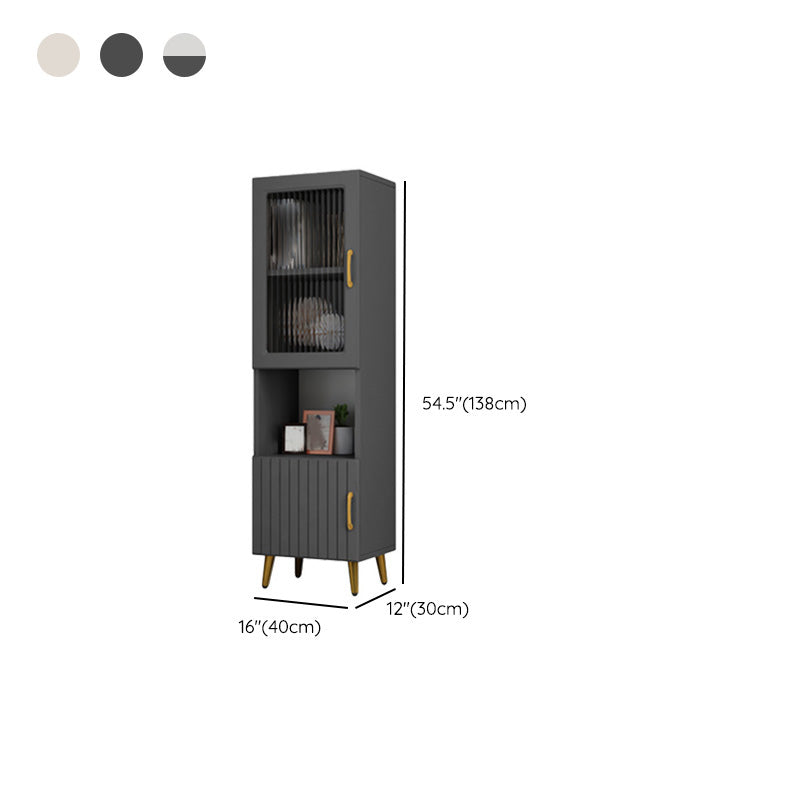 15.7" W Modern Glass Paned Cabinet Shelves Included Side Cabinet with 2 Doors
