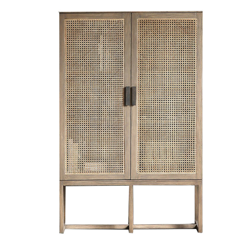 Rectangle Storage Cabinet Solid Wood Bar Pulls Cabinet with Doors