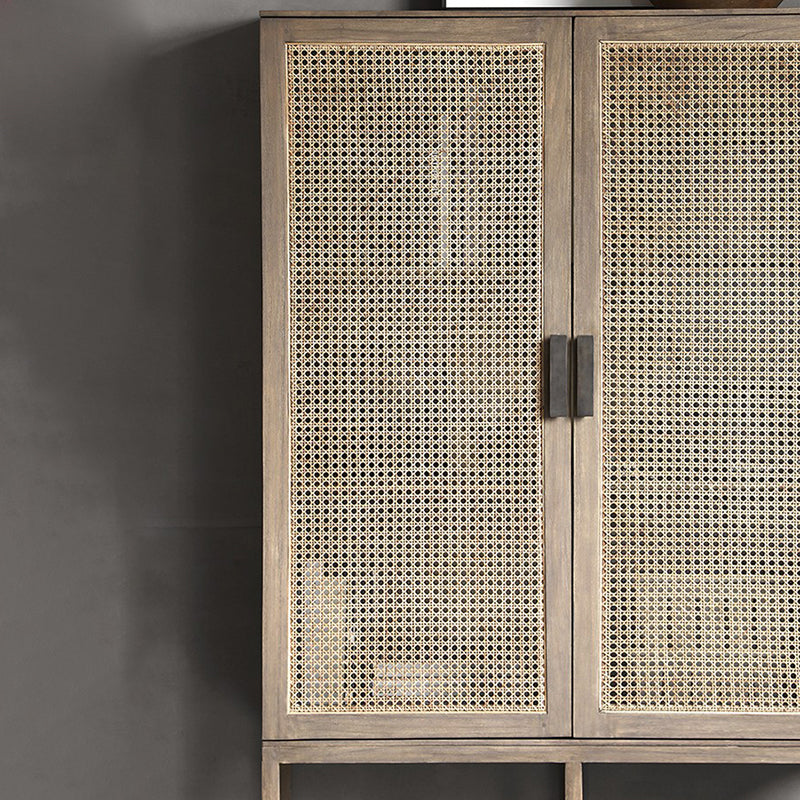 Rectangle Storage Cabinet Solid Wood Bar Pulls Cabinet with Doors