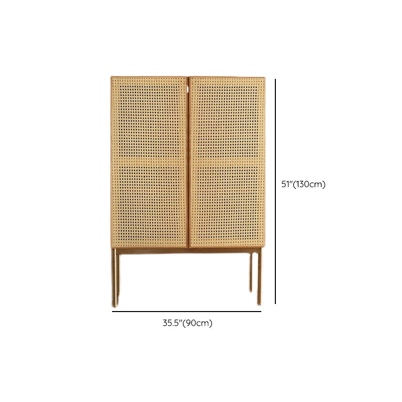 35.43" Long Accent Cabinet Solid Wood Cabinet in Natural with Shelves