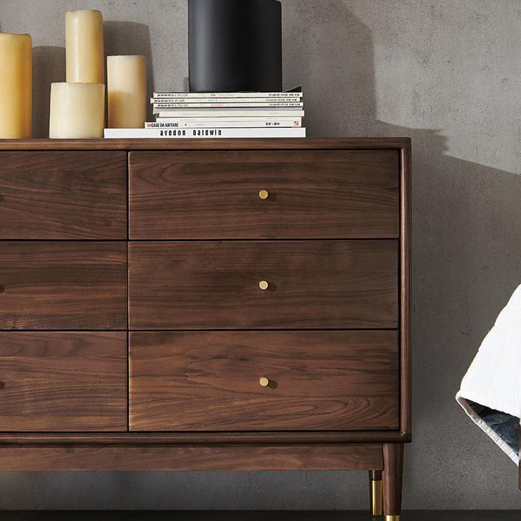Rectangular Rubberwood Chest Mid-Century Modern Accent Chest with 9 Drawers
