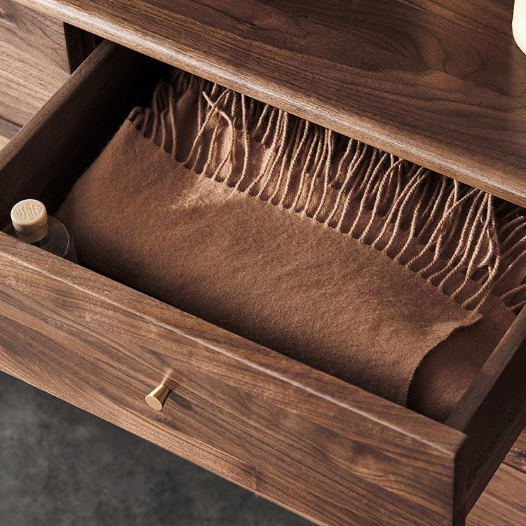 Rectangular Rubberwood Chest Mid-Century Modern Accent Chest with 9 Drawers