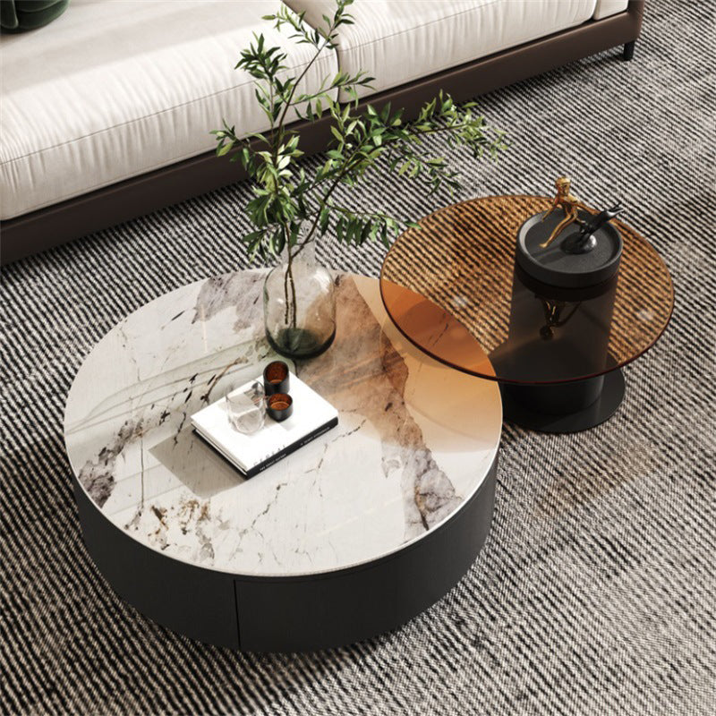 Glass Modern Round Side Table Bedroom No Distressing End Table