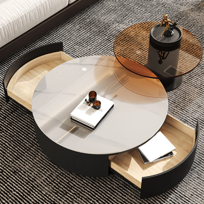 Glass Modern Round Side Table Bedroom No Distressing End Table