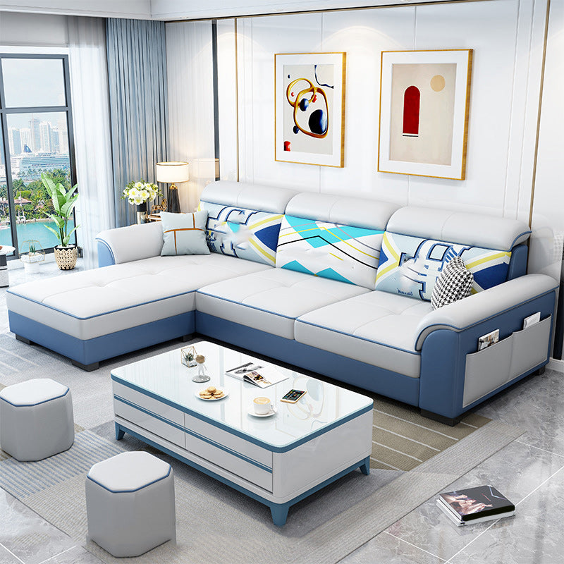 57" Wide Scandinavian Sectional Sofa Reversible Leather Sectional