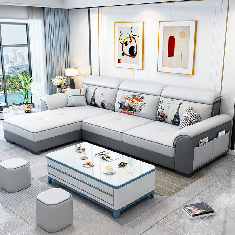 57" Wide Scandinavian Sectional Sofa Reversible Leather Sectional