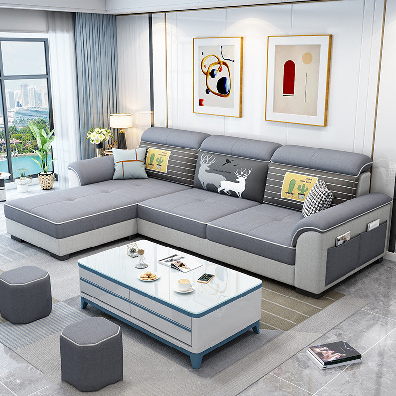 57" Wide Scandinavian Sectional Sofa Reversible Leather Sectional