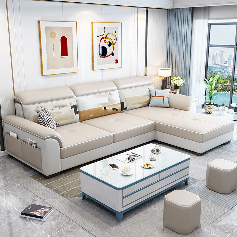 57" Wide Scandinavian Sectional Sofa Reversible Leather Sectional