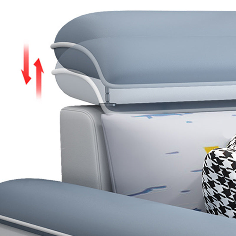 57" Wide Scandinavian Sectional Sofa Reversible Leather Sectional