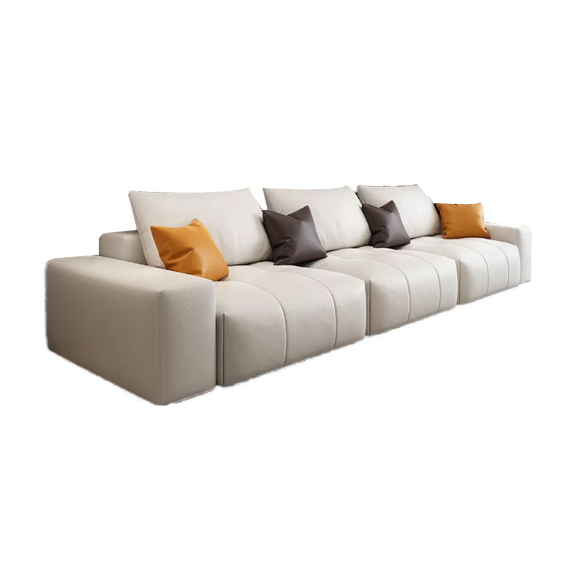26"H Scandinavian Sectional Sofa Cream Leather Stain-Resistant Sectional