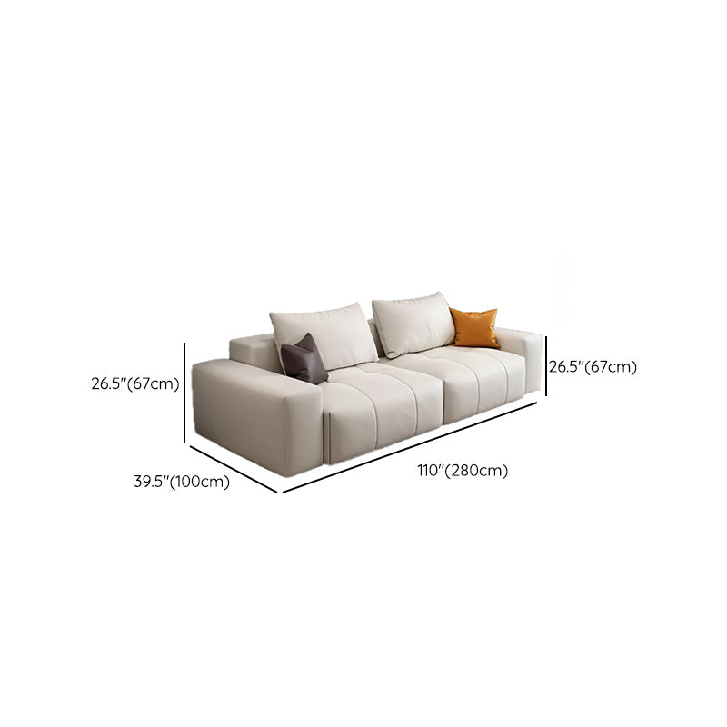 26"H Scandinavian Sectional Sofa Cream Leather Stain-Resistant Sectional