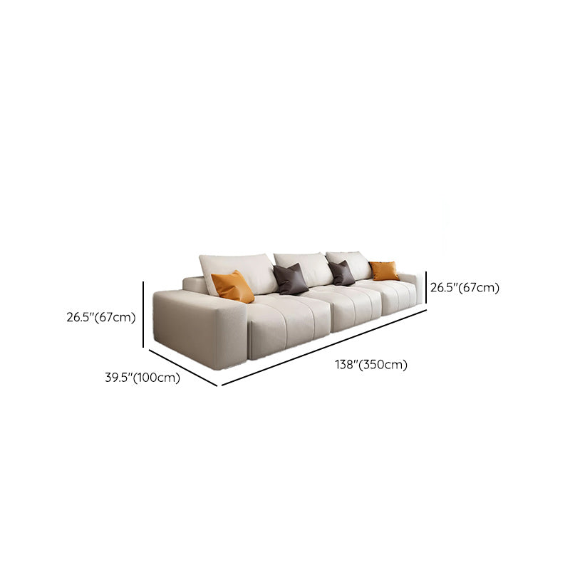 26"H Scandinavian Sectional Sofa Cream Leather Stain-Resistant Sectional