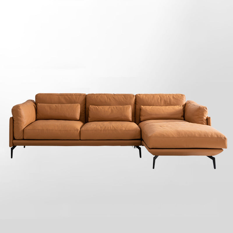 31"H Scandinavian Sectional Sofa Leather Sectional with Bostol Pillows