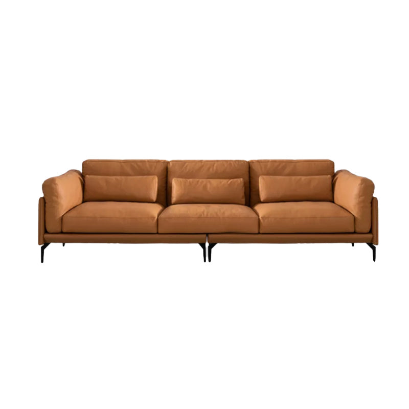 31"H Scandinavian Sectional Sofa Leather Sectional with Bostol Pillows
