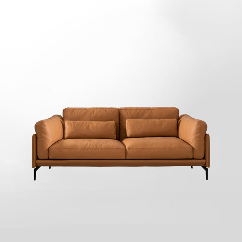 31"H Scandinavian Sectional Sofa Leather Sectional with Bostol Pillows