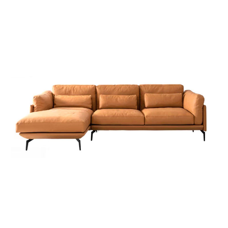 31"H Scandinavian Sectional Sofa Leather Sectional with Bostol Pillows