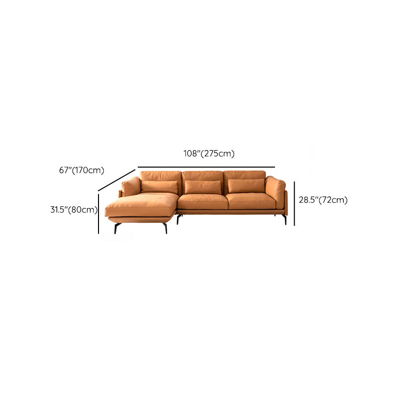 31"H Scandinavian Sectional Sofa Leather Sectional with Bostol Pillows