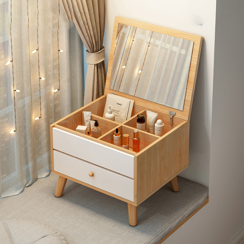 Scandinavian 1-Drawer Wooden Flip-top Dressing Vanity Make-up Table