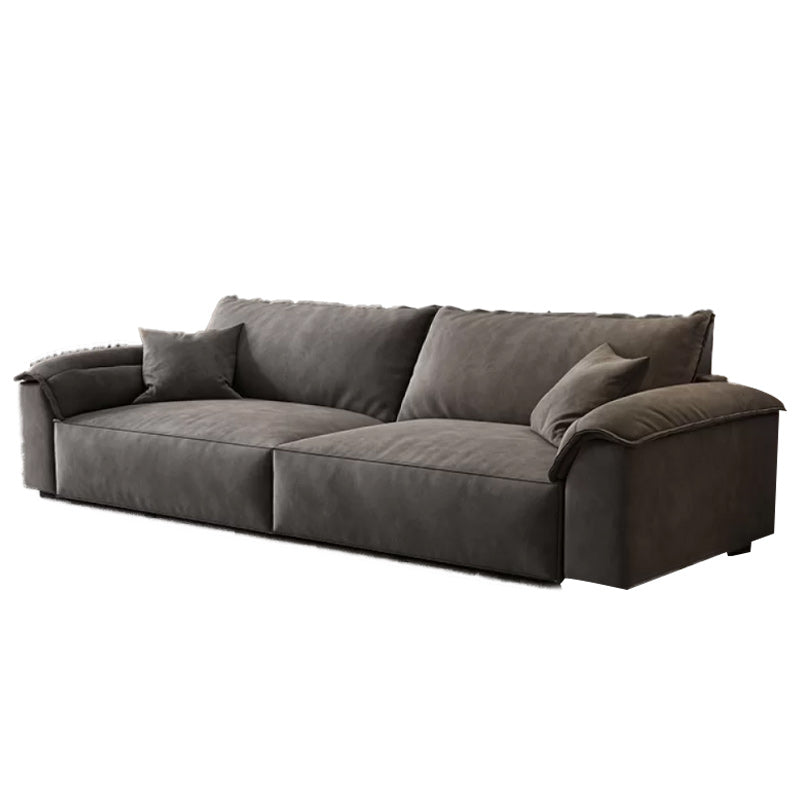 35"H Contemporary Sectional Sofa Grey Leather Cushion Back Sectional