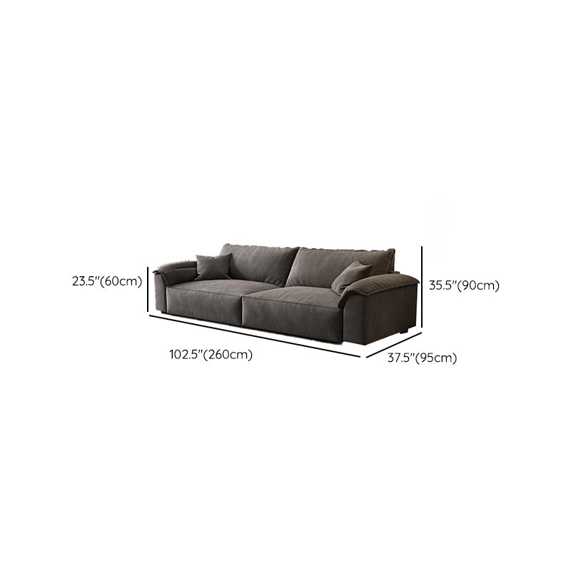 35"H Contemporary Sectional Sofa Grey Leather Cushion Back Sectional