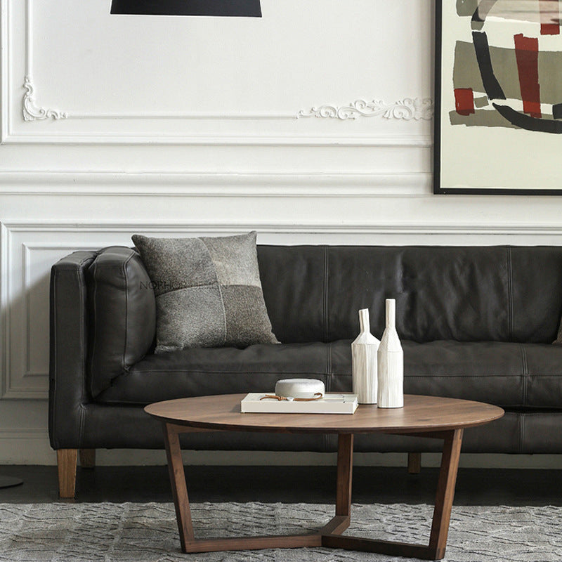 Cross Legs Coffee Table Brone Solid Wood Round Coffee Tables