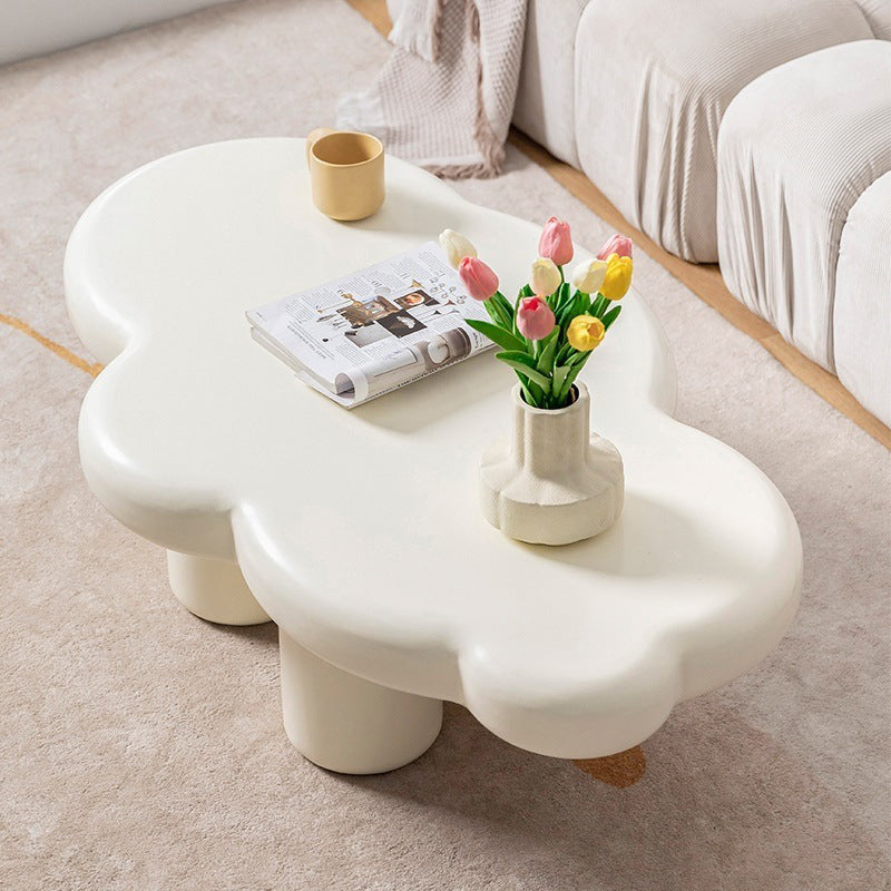 White Wooden Coffee Table 4 Legs Coffee Cocktail Table for Living Room