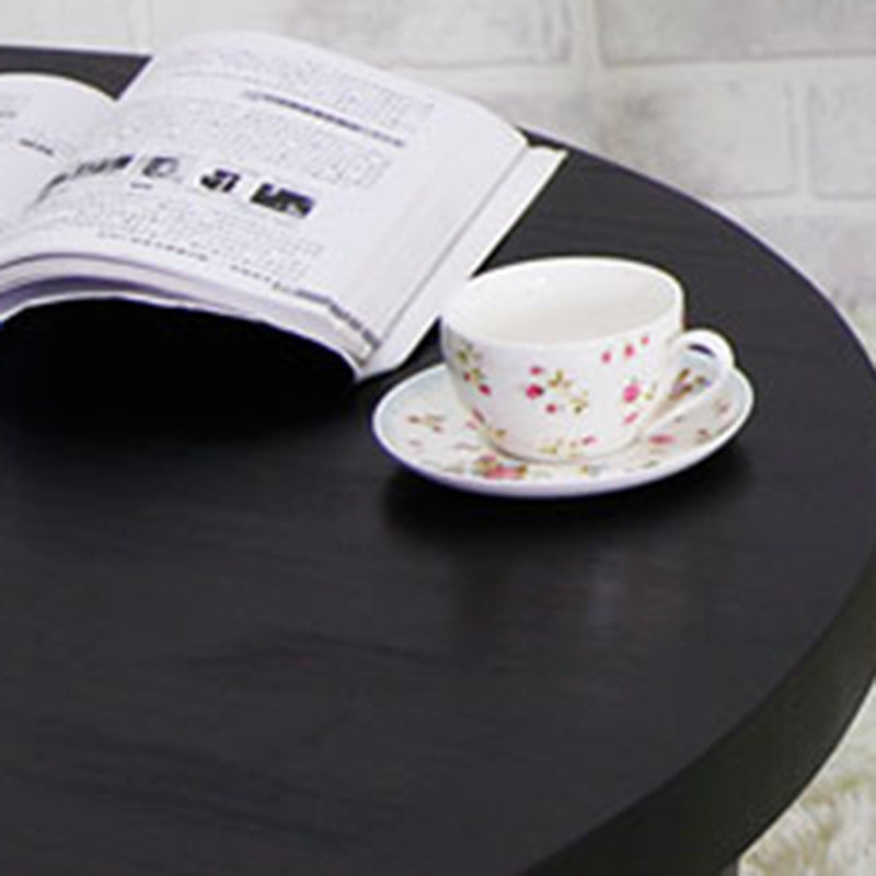 Solid Wood and Metal Coffee Table Home Round Coffee Desk in Black