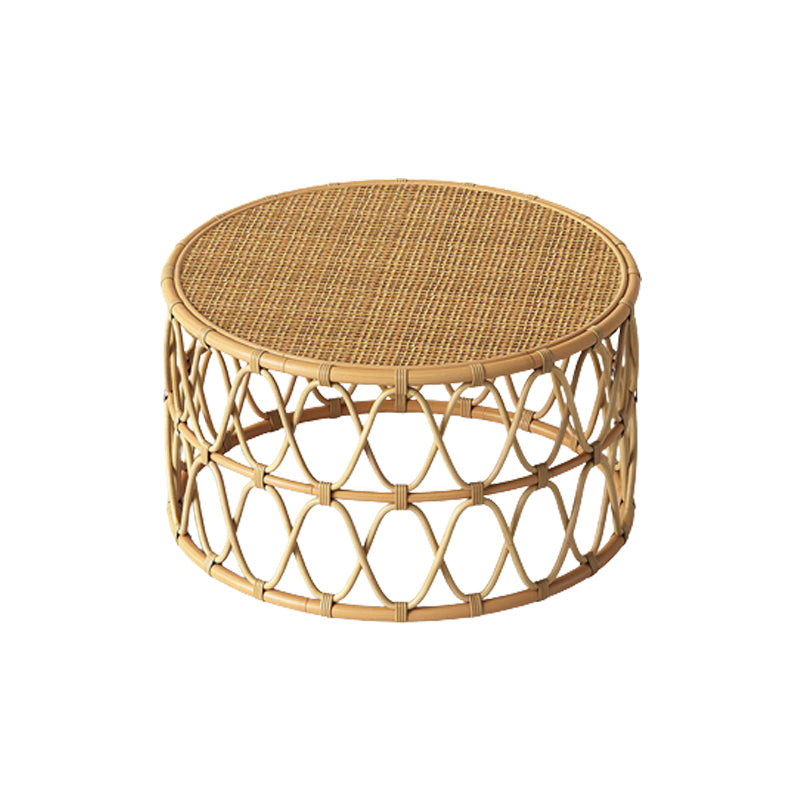 Scandinavian Round Cocktail Table with Wicker Base Natural/Black