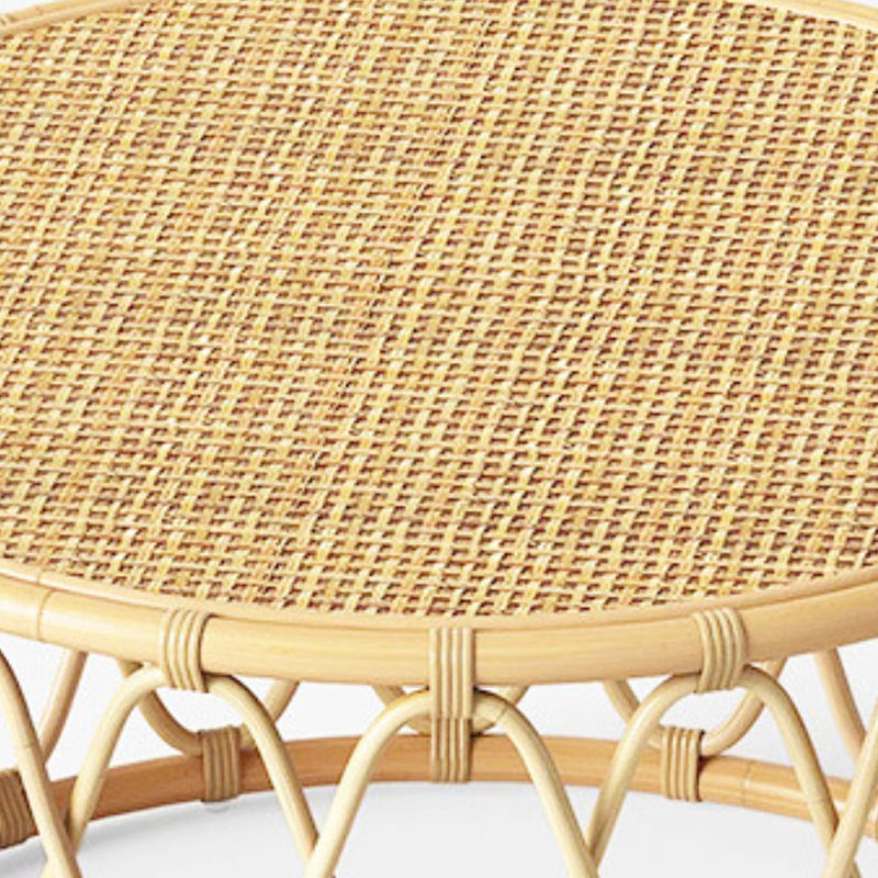 Scandinavian Round Cocktail Table with Wicker Base Natural/Black