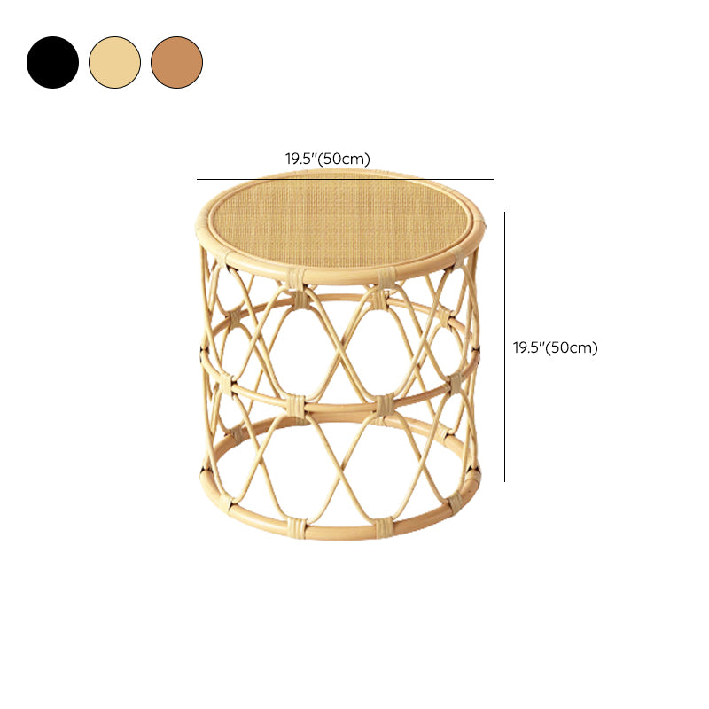 Scandinavian Round Cocktail Table with Wicker Base Natural/Black