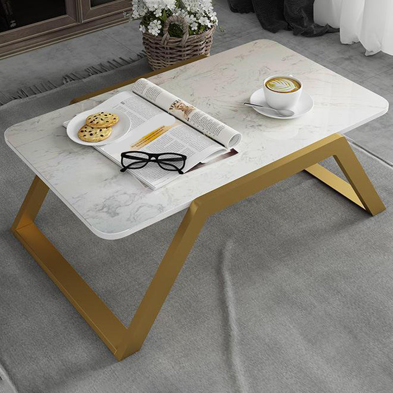 Sled Coffee Table Marble Top Coffee Cocktail Table for Living Room