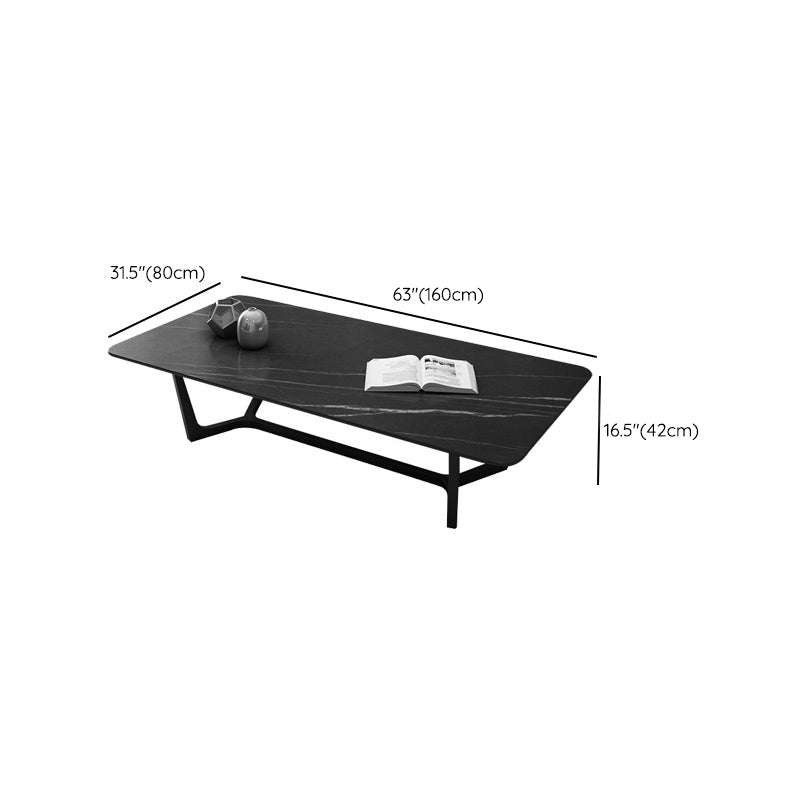 Trestle Coffee Table  Black Coffee Cocktail Table with Slate Top