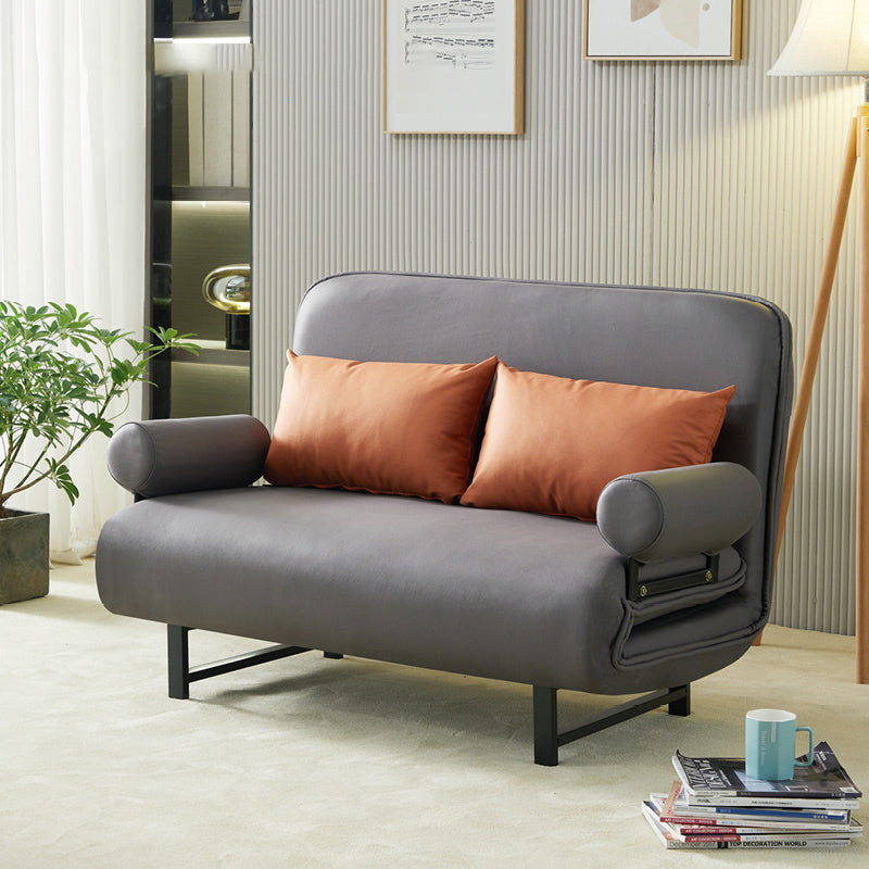 Scandinavian Foldable Futon Sleeper Sofa Round Arms Convertible Sofas