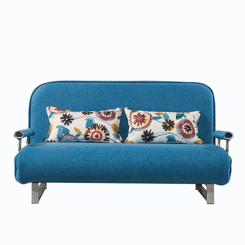 Scandinavian Foldable Futon Sleeper Sofa Round Arms Convertible Sofas