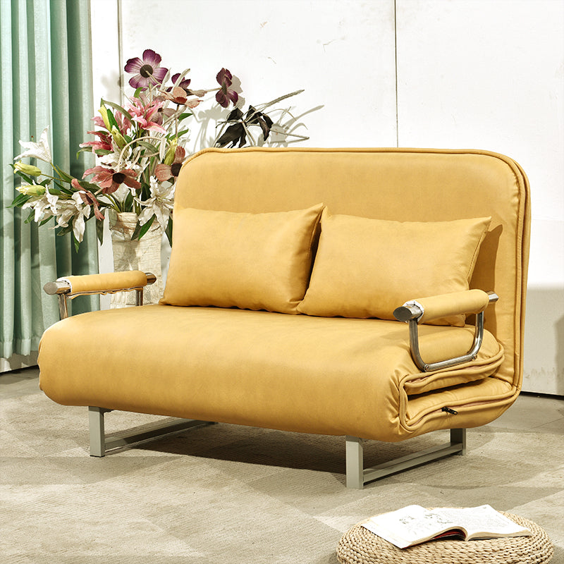 Scandinavian Foldable Futon Sleeper Sofa Round Arms Convertible Sofas
