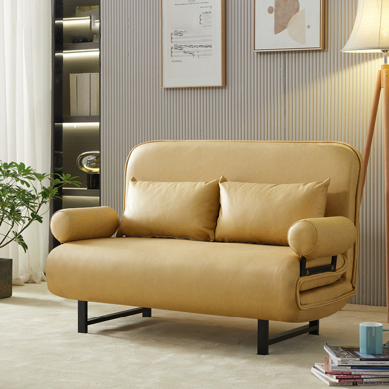 Scandinavian Foldable Futon Sleeper Sofa Round Arms Convertible Sofas