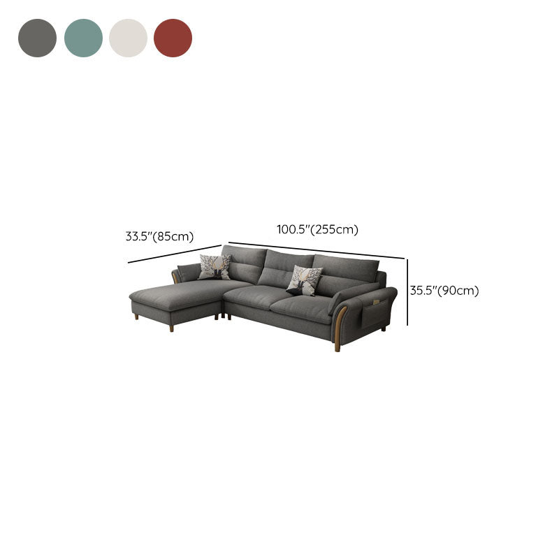 Scandinavian Sectional Sofa Fabric Storage Stationary Sectional