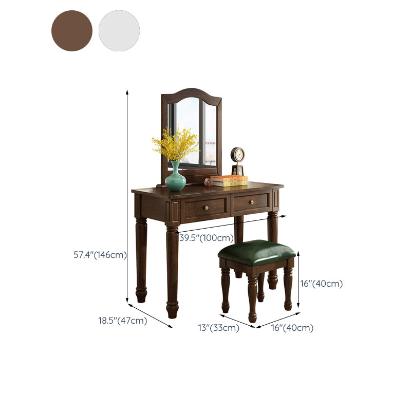 18.50" Wide Solid Wood Vanity Set with Mirror and Drawer Traditional Make-up Vanity