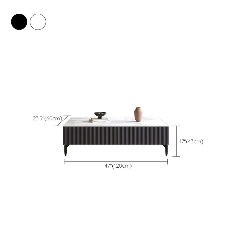 4 Legs Single Coffee Table Rectangle Slate Coffee Table with 4 Drawers