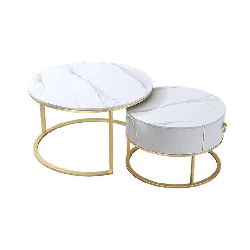 Slate Coffee Table Glam Nesting Coffee Table Set with Storage Drawers